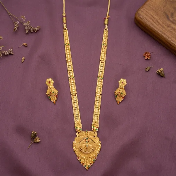 Gold_Brass_Long_Necklace_Set_With_Earrings_For_Women