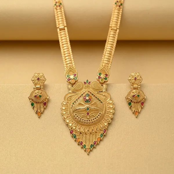 Gold_Brass_Long_Necklace_Set_With_Earrings_For_Women
