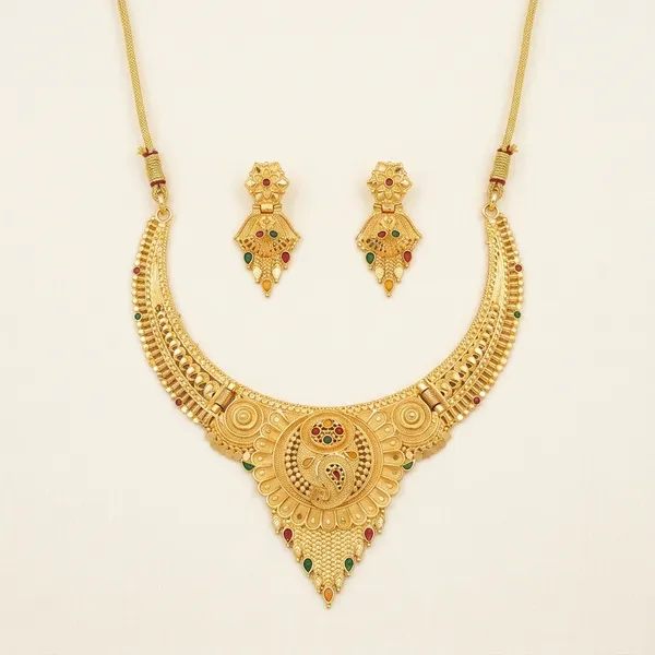 Gold_Brass_Necklace_Set_With_Earrings_For_Women