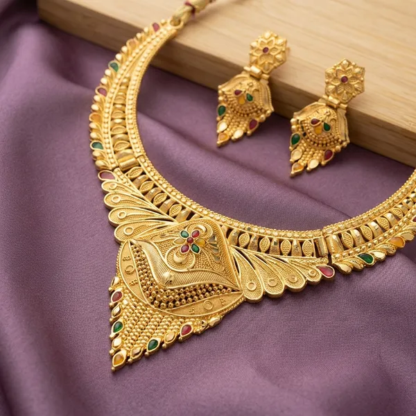 Gold_Brass_Necklace_Set_With_Earrings_For_Women