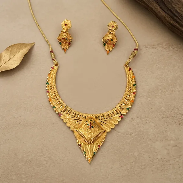 Gold_Brass_Necklace_Set_With_Earrings_For_Women