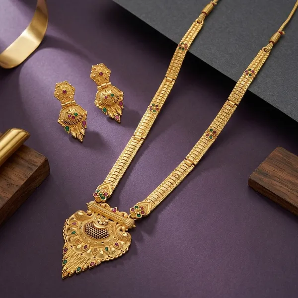 Gold_Brass_Necklace_Set_With_Earrings_For_Women