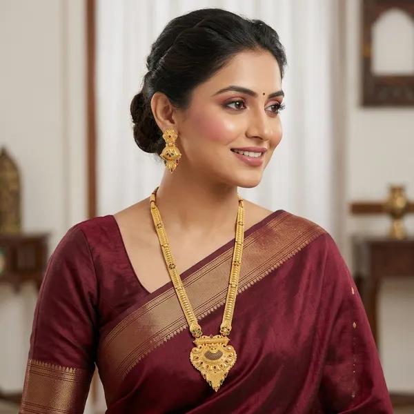 Gold_Brass_Necklace_Set_With_Earrings_For_Women