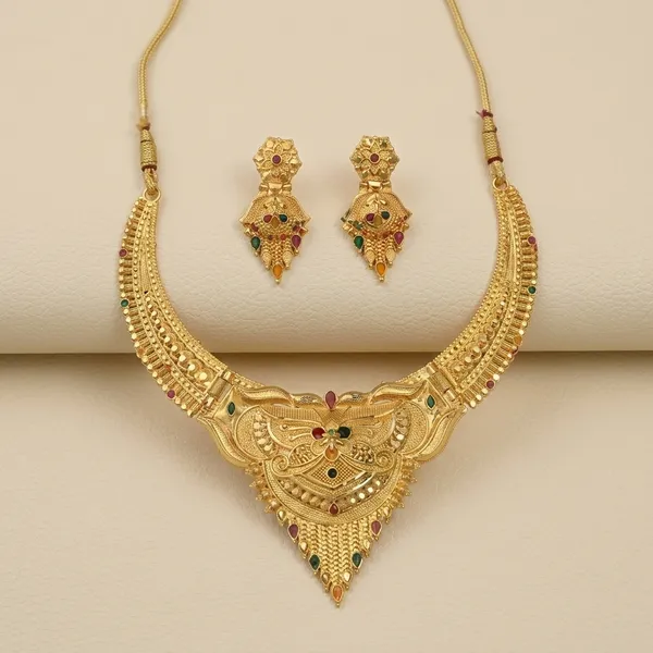 Gold_Brass_Necklace_Set_With_Earrings_For_Women