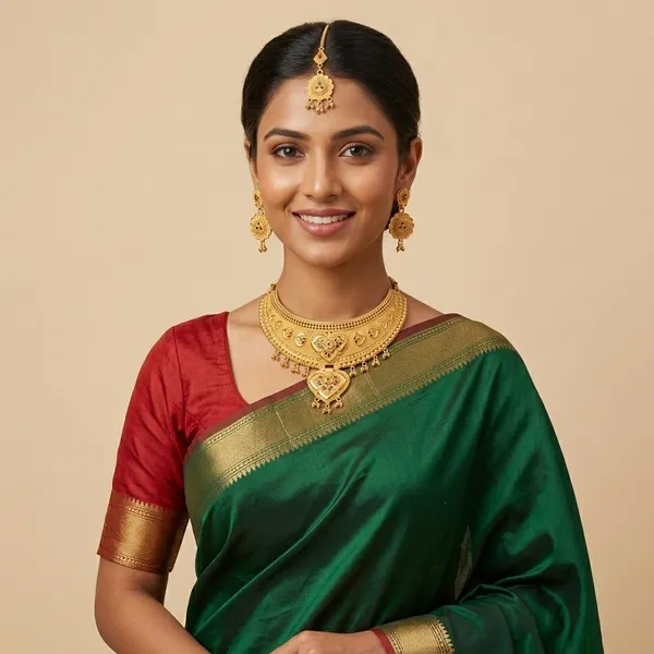 Gold_Brass_Bridal_Necklace_Set_For_Women