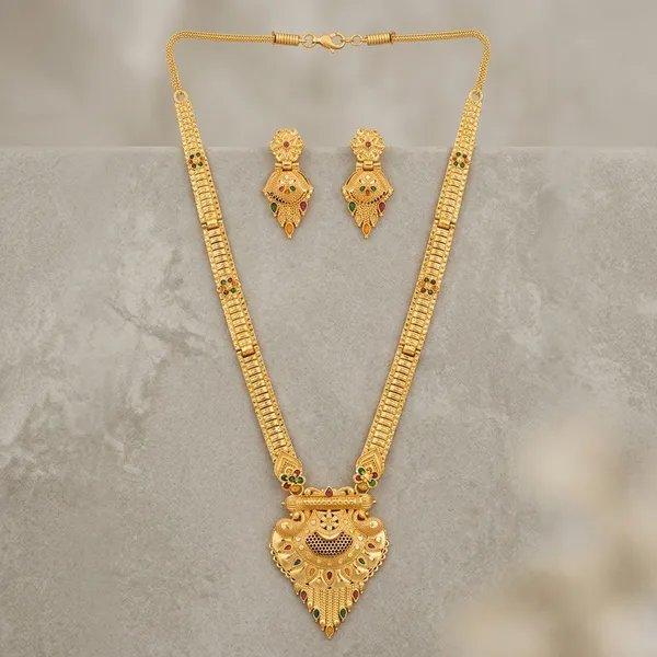 Gold_Brass_Long_Chain_Necklace_Set_For_Women
