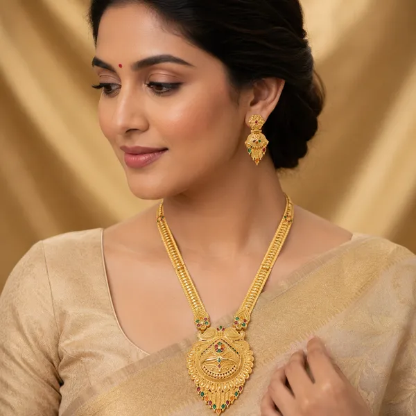 Gold_Brass_Long_Necklace_Set_With_Earrings_For_Women