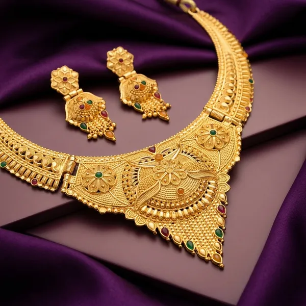 Gold_Brass_Necklace_Set_With_Earrings_For_Women