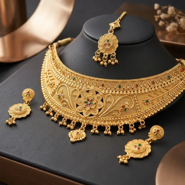 Gold_Brass_Bridal_Necklace_Set_For_Women