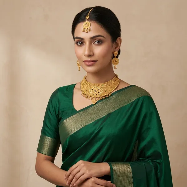 Gold_Brass_Bridal_Necklace_Set_For_Women