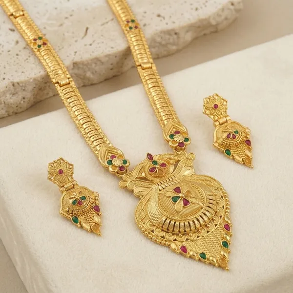 Gold_Brass_Long_Necklace_Set_With_Earrings_For_Women
