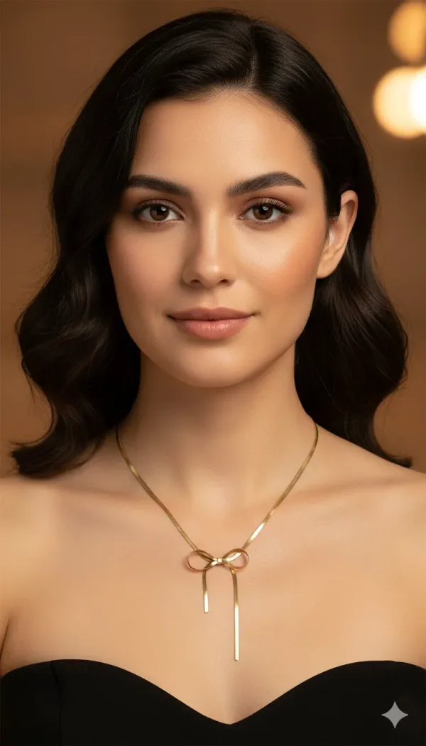 Golden_Bow_Design_Necklace_Earrings_Set