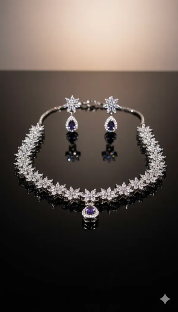 Blue_Sapphire_Floral_Diamond_Necklace_Set