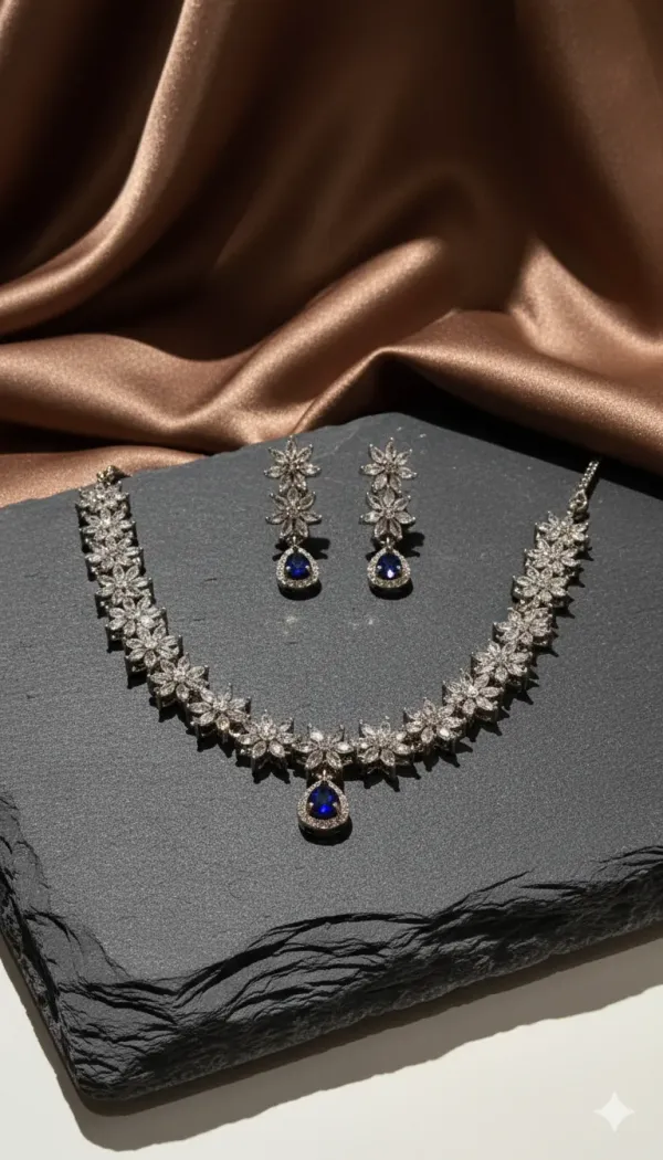 Blue_Sapphire_Floral_Diamond_Necklace_Set