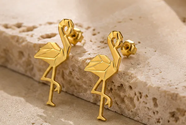 Gold_Stainless_Steel_Flamingo_Grace_Earrings_For_Women