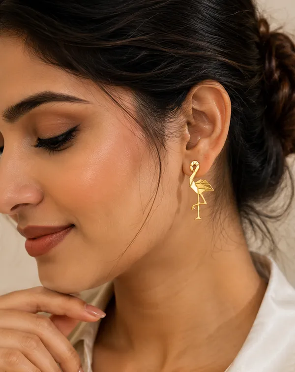 Gold_Stainless_Steel_Flamingo_Grace_Earrings_For_Women