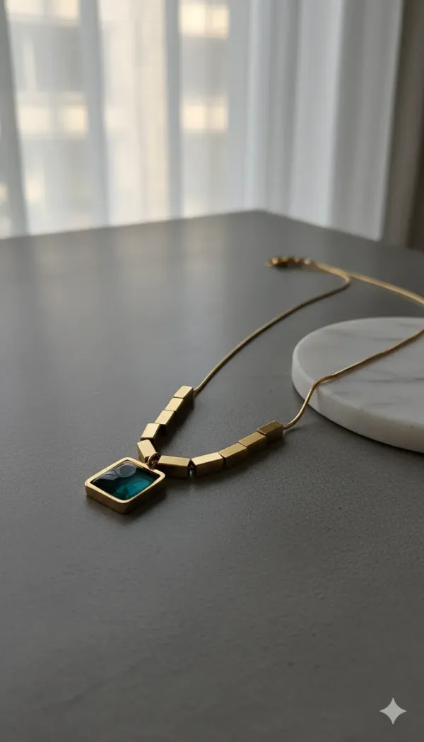 Gold_Plated_Necklace_With_Green_Stone_Pendant