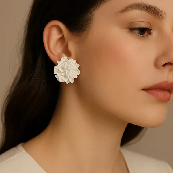 White_Flower_Shaped_Anti_Tarnish_Earrings