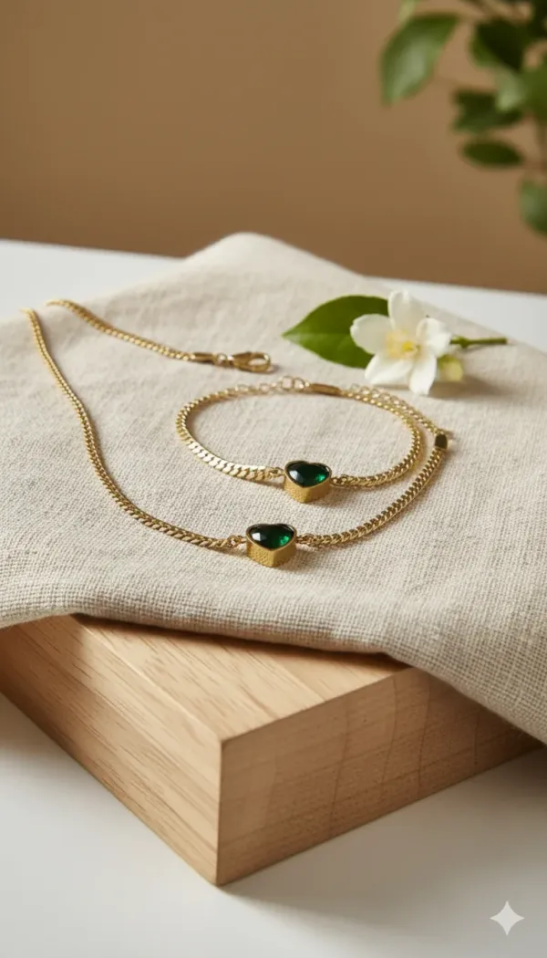 Emerald_Heart_Necklace_Bracelet_Set
