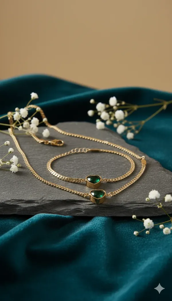 Emerald_Heart_Necklace_Bracelet_Set