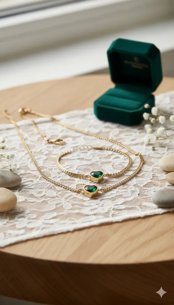 Emerald_Heart_Necklace_Bracelet_Set