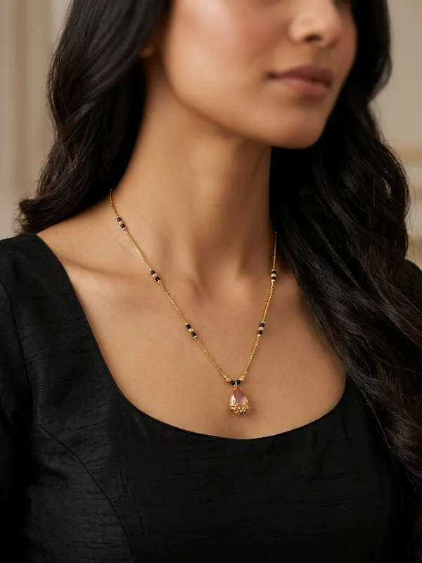 Elegant_Pink_Stone_Gold_Toned_Mangalsutra_Necklace