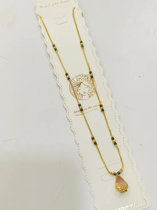 Elegant_Pink_Stone_Gold_Toned_Mangalsutra_Necklace