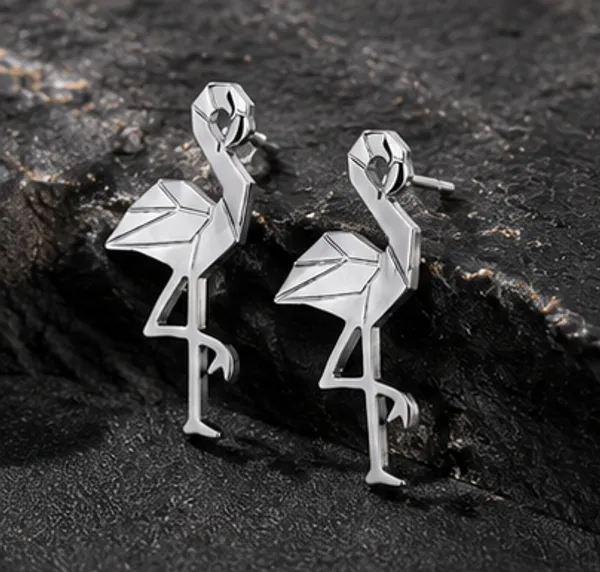 Silver_Stainless_Steel_Silver_Flamingo_Earrings_For_Women
