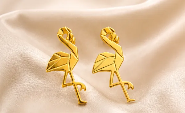 Gold_Stainless_Steel_Flamingo_Grace_Earrings_For_Women