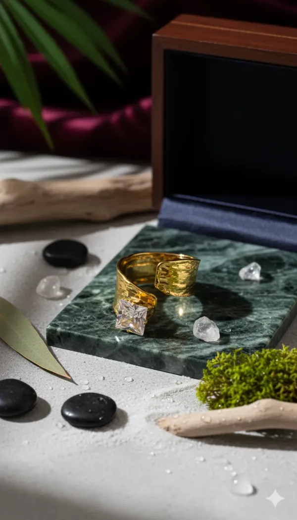 Textured_Adjustable_Gold_Plated_Ring_With_Square_Zircon_Stone