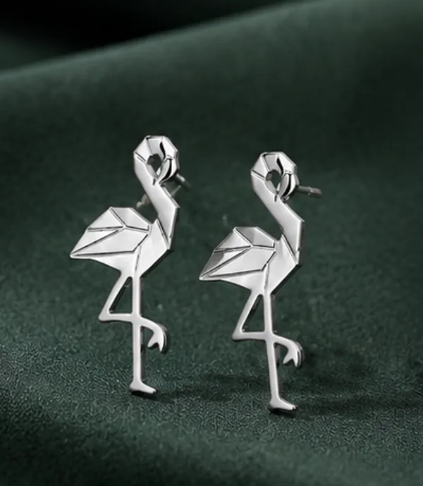 Silver_Stainless_Steel_Silver_Flamingo_Earrings_For_Women