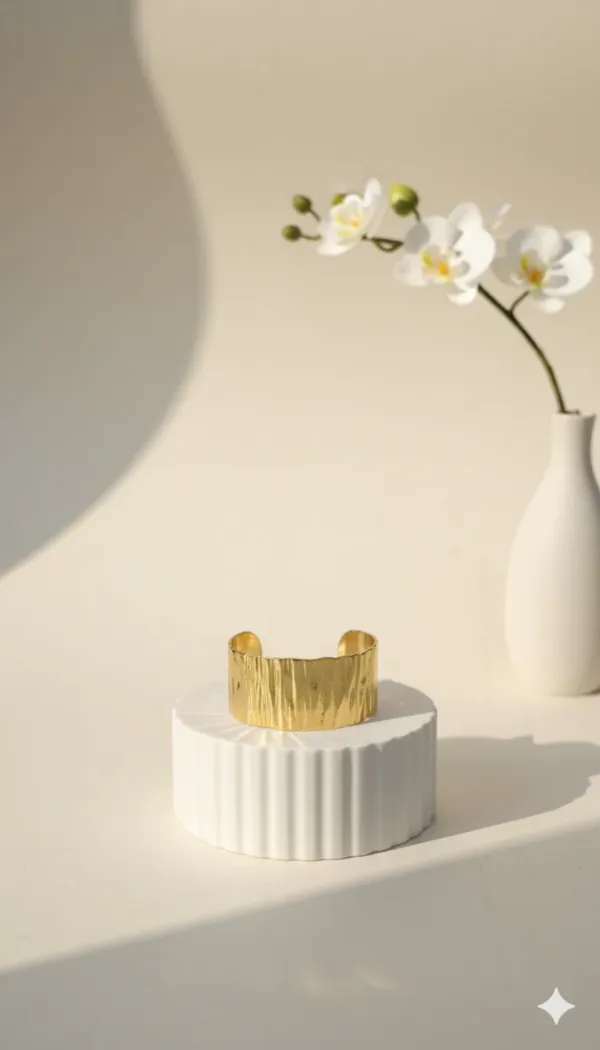 Gold_Tone_Cuff_Bracelet_Witn_Textured_Wide
