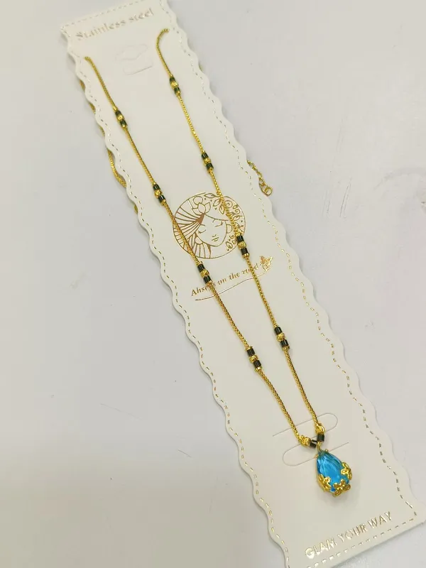 Elegant_Blue_Stone_Gold_Toned_Mangalsutra_Necklace