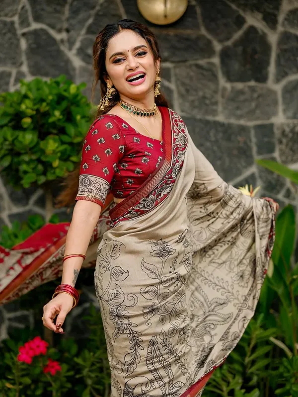 Beige_And_Red_Linen_And_Cotton_Premium_Saree_For_Women