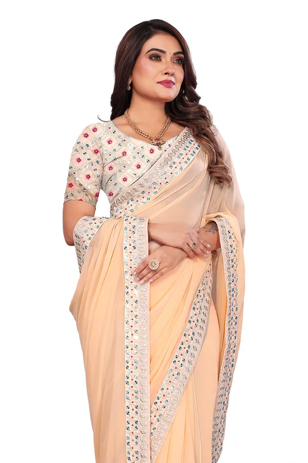 Peach_Georgette_Premium_And_Elegant_Saree_For_Women