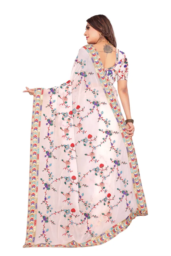 White_Georgette_Premium_And_Elegant_Saree_For_Women