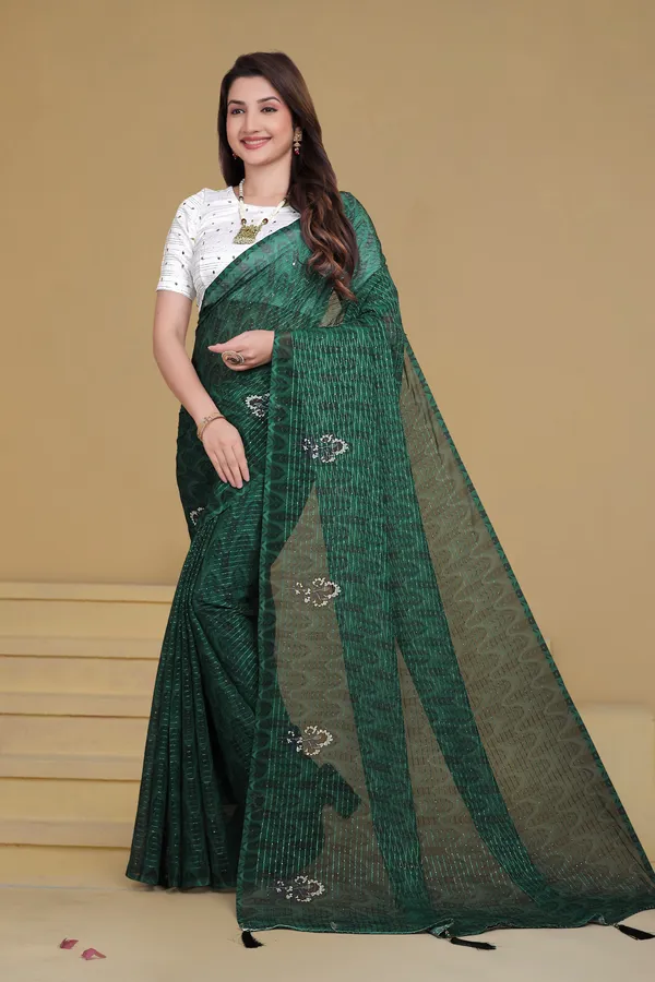 Emerald_Green_Georgette_Premium_Saree_For_Women