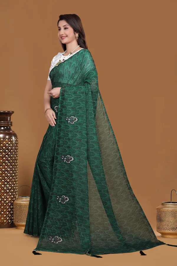 Emerald_Green_Georgette_Premium_Saree_For_Women