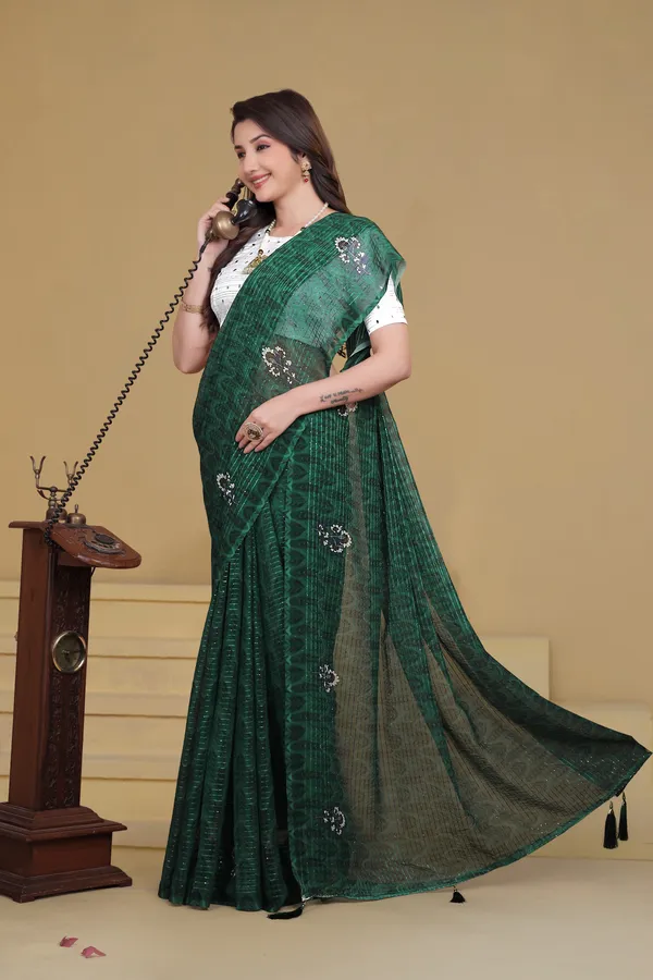 Emerald_Green_Georgette_Premium_Saree_For_Women