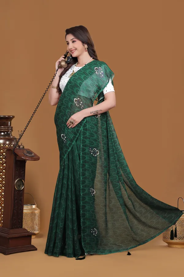 Emerald_Green_Georgette_Premium_Saree_For_Women
