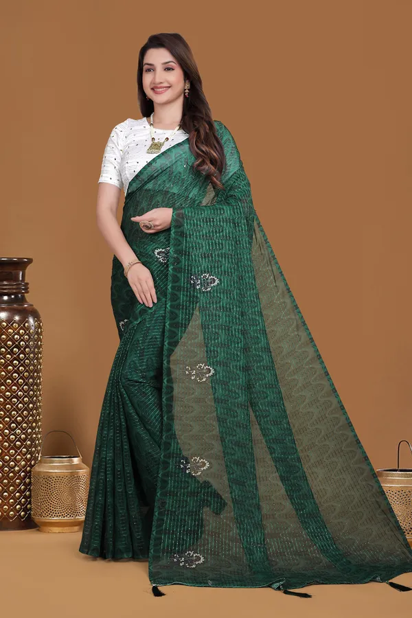 Emerald_Green_Georgette_Premium_Saree_For_Women
