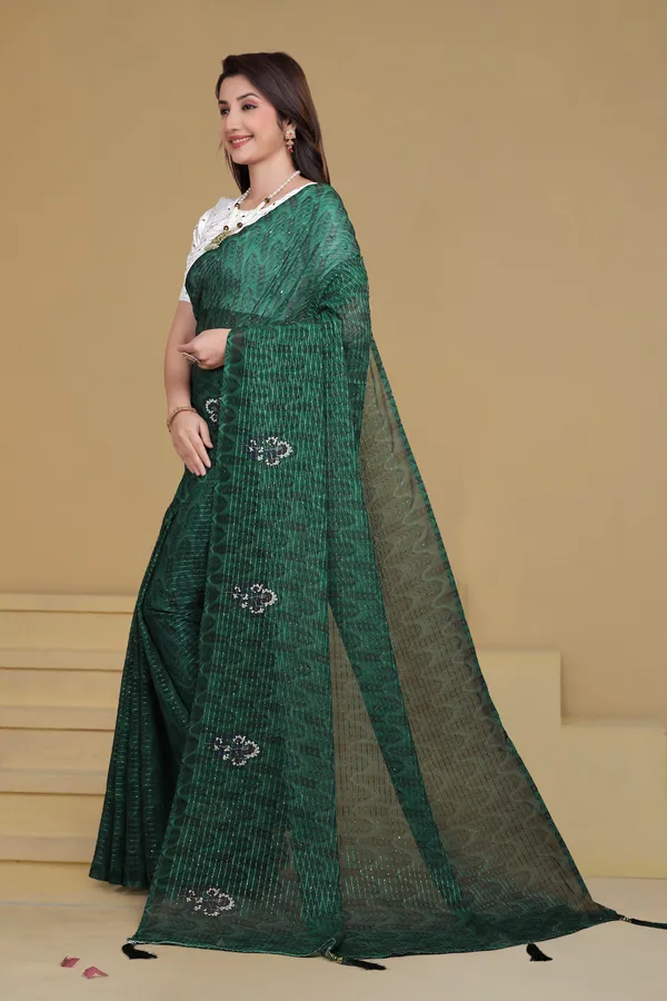 Emerald_Green_Georgette_Premium_Saree_For_Women