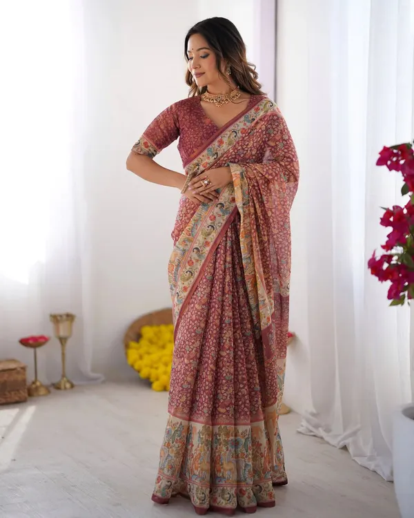 Red_Linen_And_Cotton_Premium_Saree_For_Women