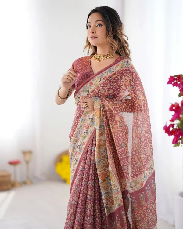 Red_Linen_And_Cotton_Premium_Saree_For_Women
