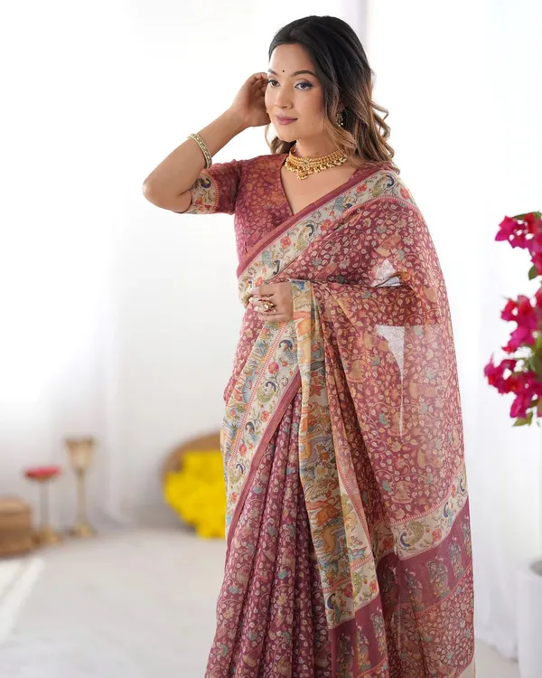 Red_Linen_And_Cotton_Premium_Saree_For_Women