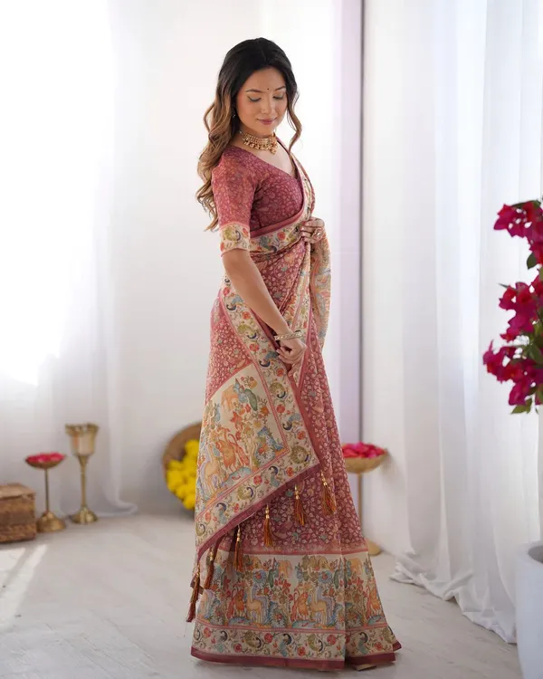Red_Linen_And_Cotton_Premium_Saree_For_Women