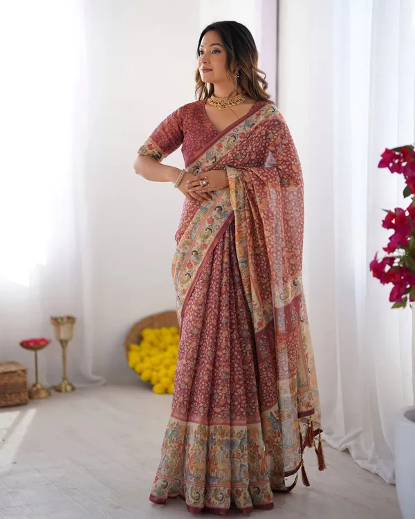 Red_Linen_And_Cotton_Premium_Saree_For_Women