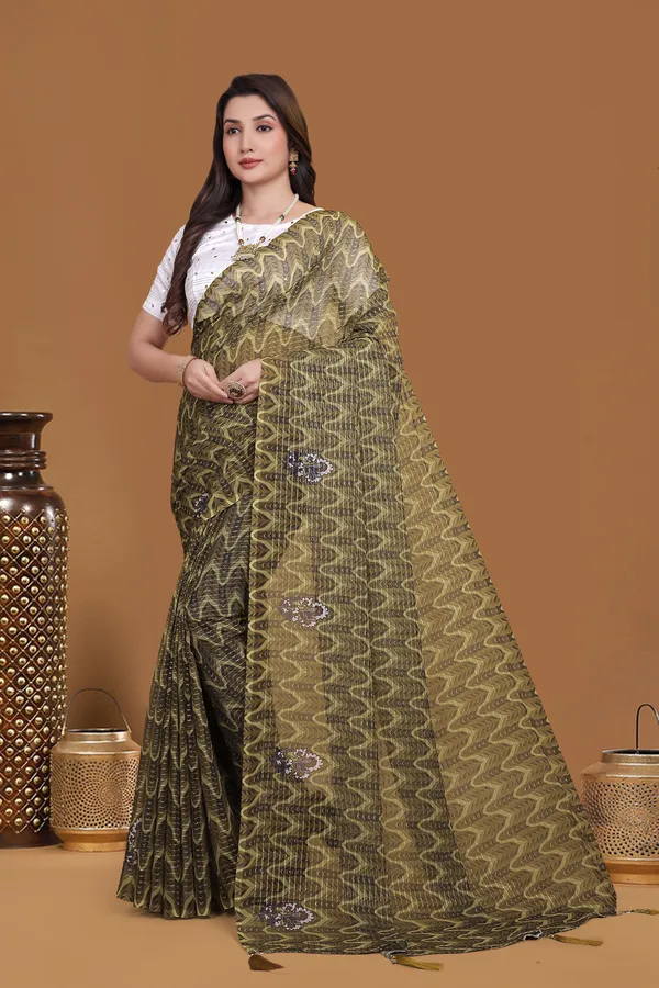 Olive_Gold_Georgette_Premium_Saree_For_Women