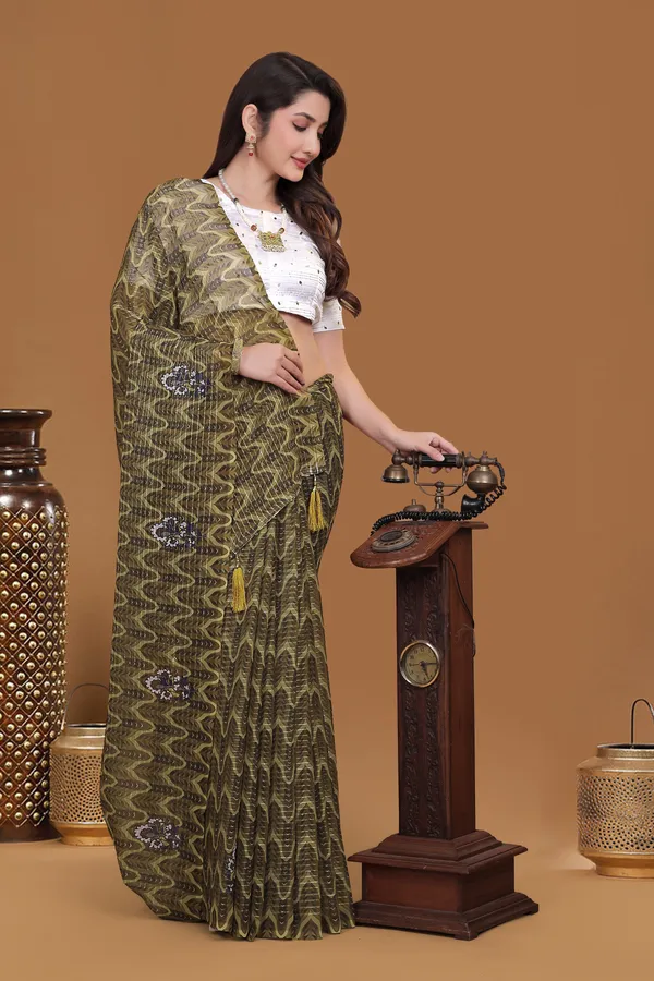 Olive_Gold_Georgette_Premium_Saree_For_Women