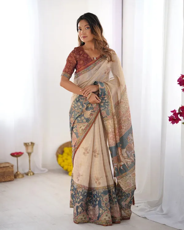 Beige_Linen_And_Cotton_Premium_Saree_For_Women